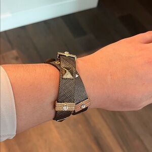 Nordstrom Black and Gold Studded Wrap Bracelet